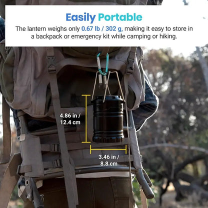 4-Pack Collapsible Portable LED Camping Lantern Lightweight Waterproof Solar USB Rechargeable Flashlight for Indoor/Outdoor Emergency Use