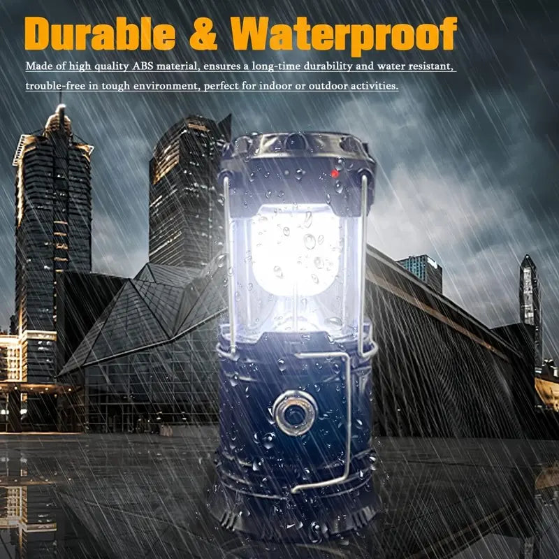 4-Pack Collapsible Portable LED Camping Lantern Lightweight Waterproof Solar USB Rechargeable Flashlight for Indoor/Outdoor Emergency Use