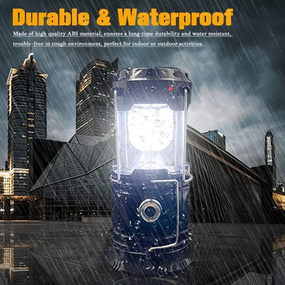 4-Pack Collapsible Portable LED Camping Lantern Lightweight Waterproof Solar USB Rechargeable Flashlight for Indoor/Outdoor Emergency Use