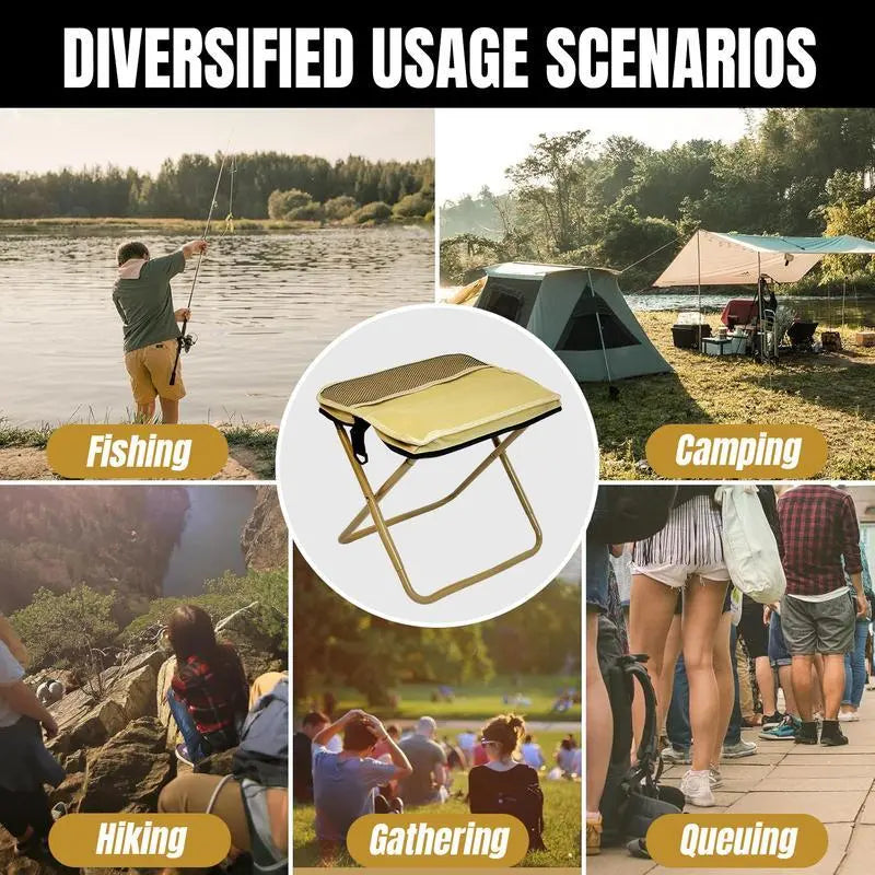 Portable Collapsible Lightweight Foldable Stool with Carry Bag & Side Pocket, Outdoor Chair for Camping, Fishing, Beach and Picnic, Folding Camping Stool, Collapsible Stools