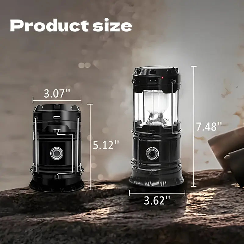 4-Pack Collapsible Portable LED Camping Lantern Lightweight Waterproof Solar USB Rechargeable Flashlight for Indoor/Outdoor Emergency Use