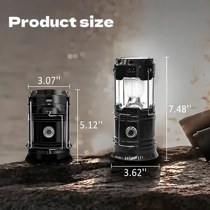 4-Pack Collapsible Portable LED Camping Lantern Lightweight Waterproof Solar USB Rechargeable Flashlight for Indoor/Outdoor Emergency Use