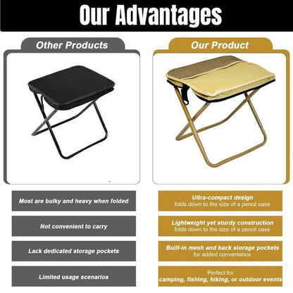 Portable Collapsible Lightweight Foldable Stool with Carry Bag & Side Pocket, Outdoor Chair for Camping, Fishing, Beach and Picnic, Folding Camping Stool, Collapsible Stools