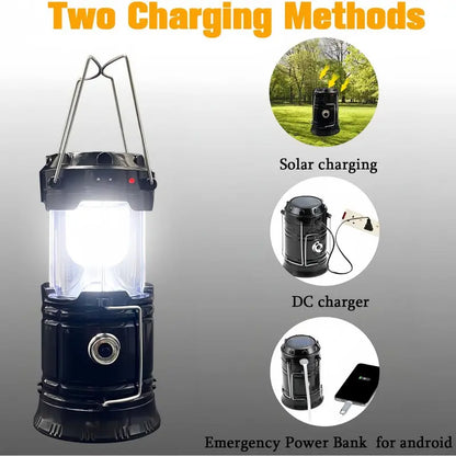 4-Pack Collapsible Portable LED Camping Lantern Lightweight Waterproof Solar USB Rechargeable Flashlight for Indoor/Outdoor Emergency Use