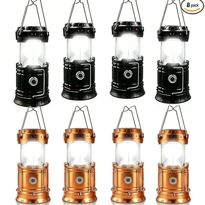 4-Pack Collapsible Portable LED Camping Lantern Lightweight Waterproof Solar USB Rechargeable Flashlight for Indoor/Outdoor Emergency Use