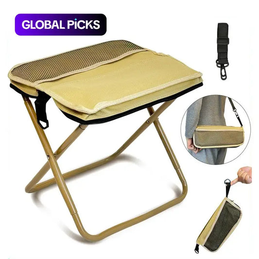 Portable Collapsible Lightweight Foldable Stool with Carry Bag & Side Pocket, Outdoor Chair for Camping, Fishing, Beach and Picnic, Folding Camping Stool, Collapsible Stools