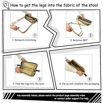 Portable Collapsible Lightweight Foldable Stool with Carry Bag & Side Pocket, Outdoor Chair for Camping, Fishing, Beach and Picnic, Folding Camping Stool, Collapsible Stools