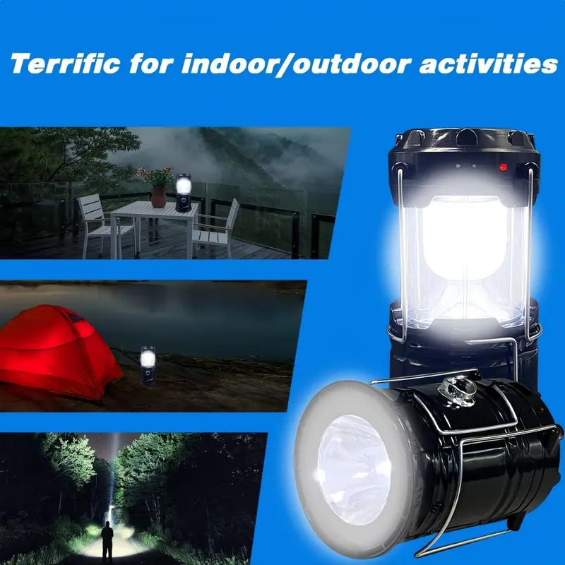 4-Pack Collapsible Portable LED Camping Lantern Lightweight Waterproof Solar USB Rechargeable Flashlight for Indoor/Outdoor Emergency Use