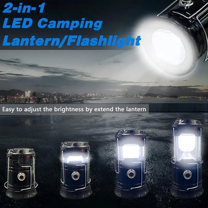 4-Pack Collapsible Portable LED Camping Lantern Lightweight Waterproof Solar USB Rechargeable Flashlight for Indoor/Outdoor Emergency Use