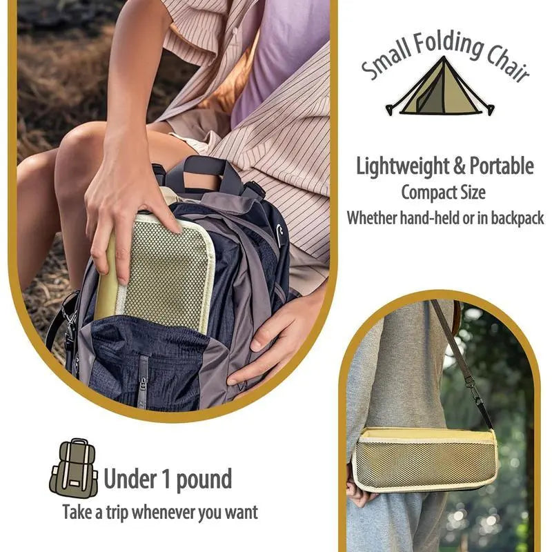 Portable Collapsible Lightweight Foldable Stool with Carry Bag & Side Pocket, Outdoor Chair for Camping, Fishing, Beach and Picnic, Folding Camping Stool, Collapsible Stools