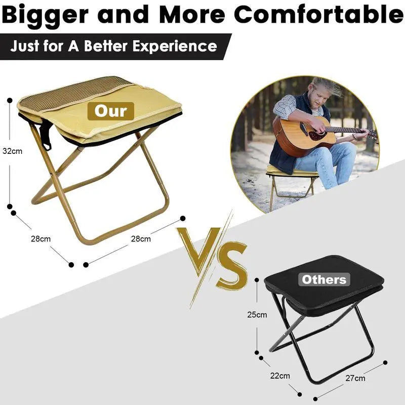 Portable Collapsible Lightweight Foldable Stool with Carry Bag & Side Pocket, Outdoor Chair for Camping, Fishing, Beach and Picnic, Folding Camping Stool, Collapsible Stools