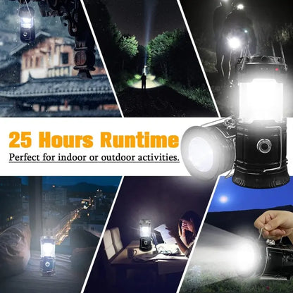 4-Pack Collapsible Portable LED Camping Lantern Lightweight Waterproof Solar USB Rechargeable Flashlight for Indoor/Outdoor Emergency Use
